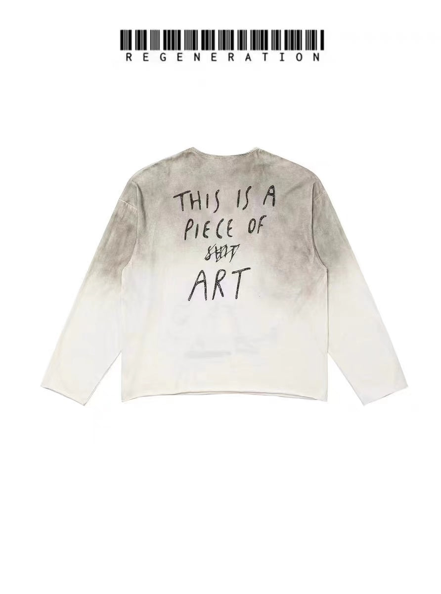 REGEN ZONE GUILLOTINE Heavy Distressed Dirty Dyed Long-sleeved T-shirt