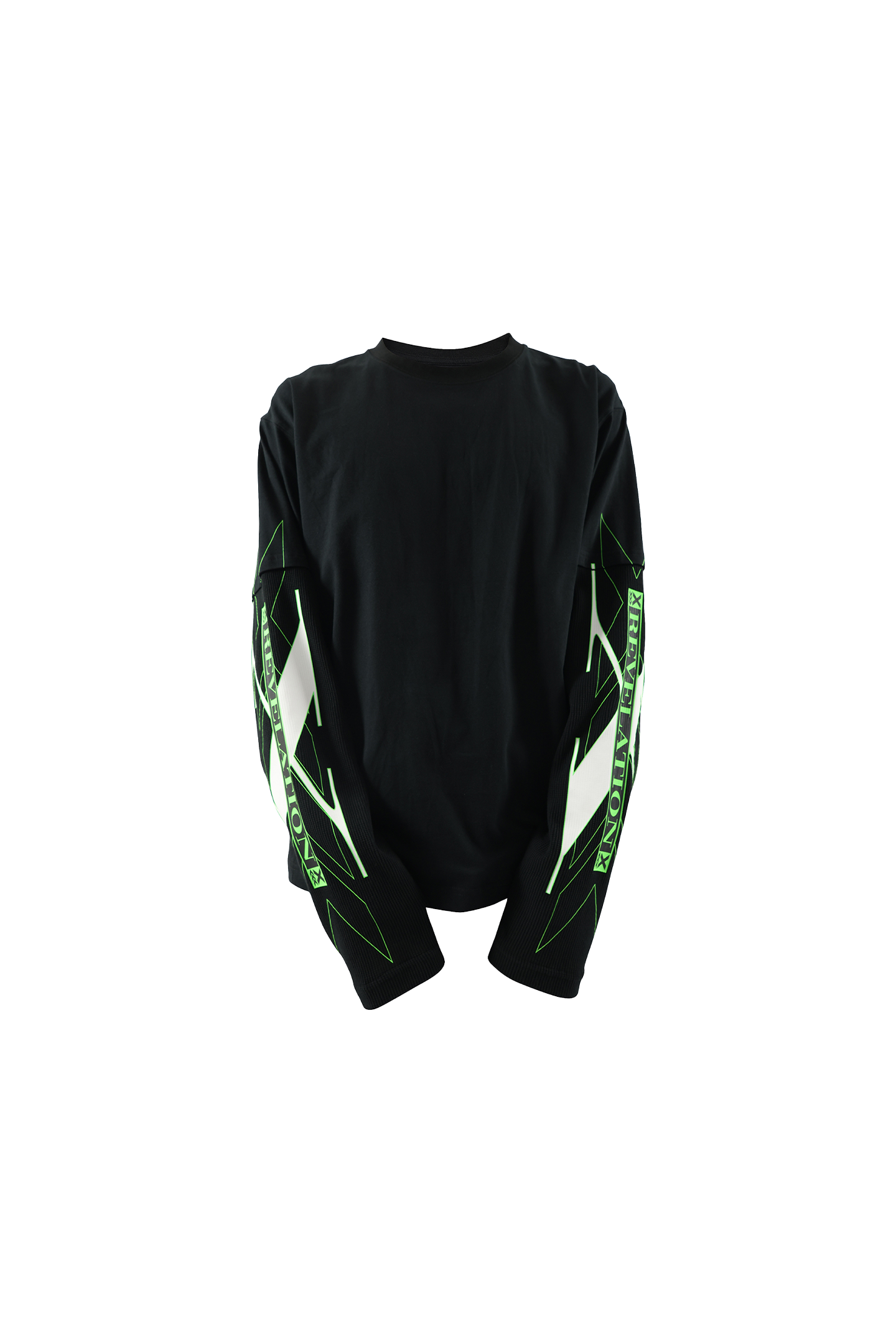 X Fake Two Piece Waffle Stitching Long Sleeve Shirt