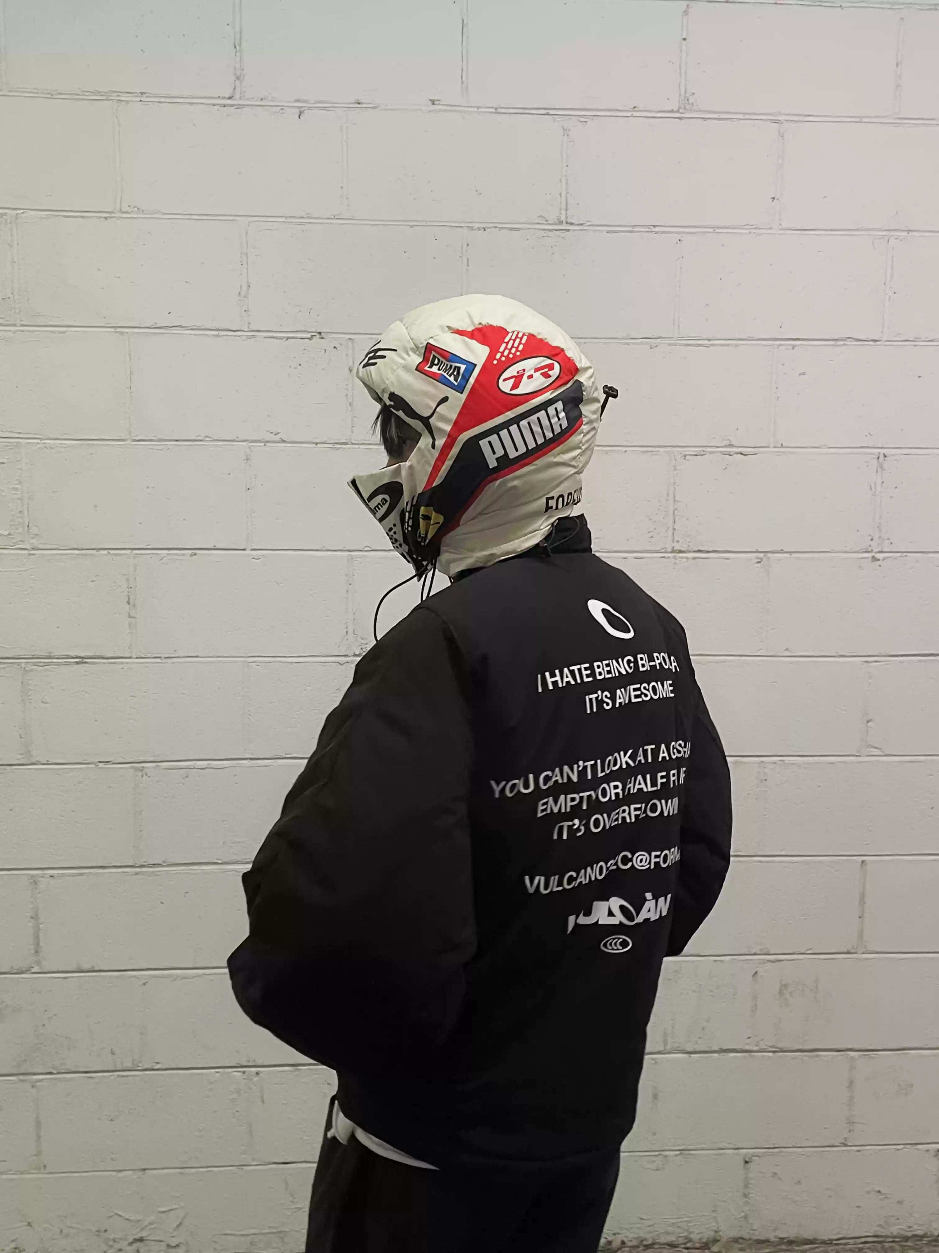 Slogan cotton padded jacket