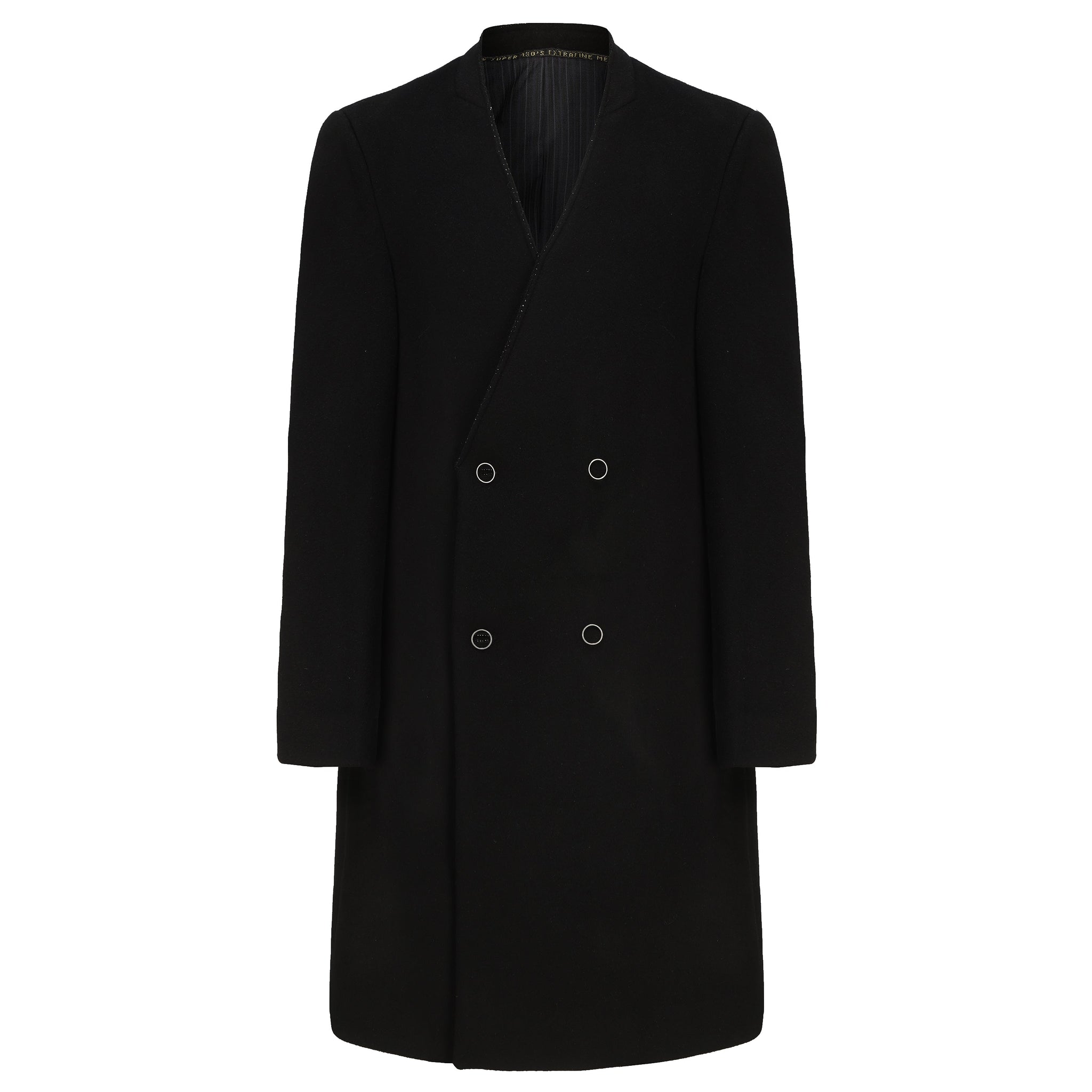 Collarless Coat in Black