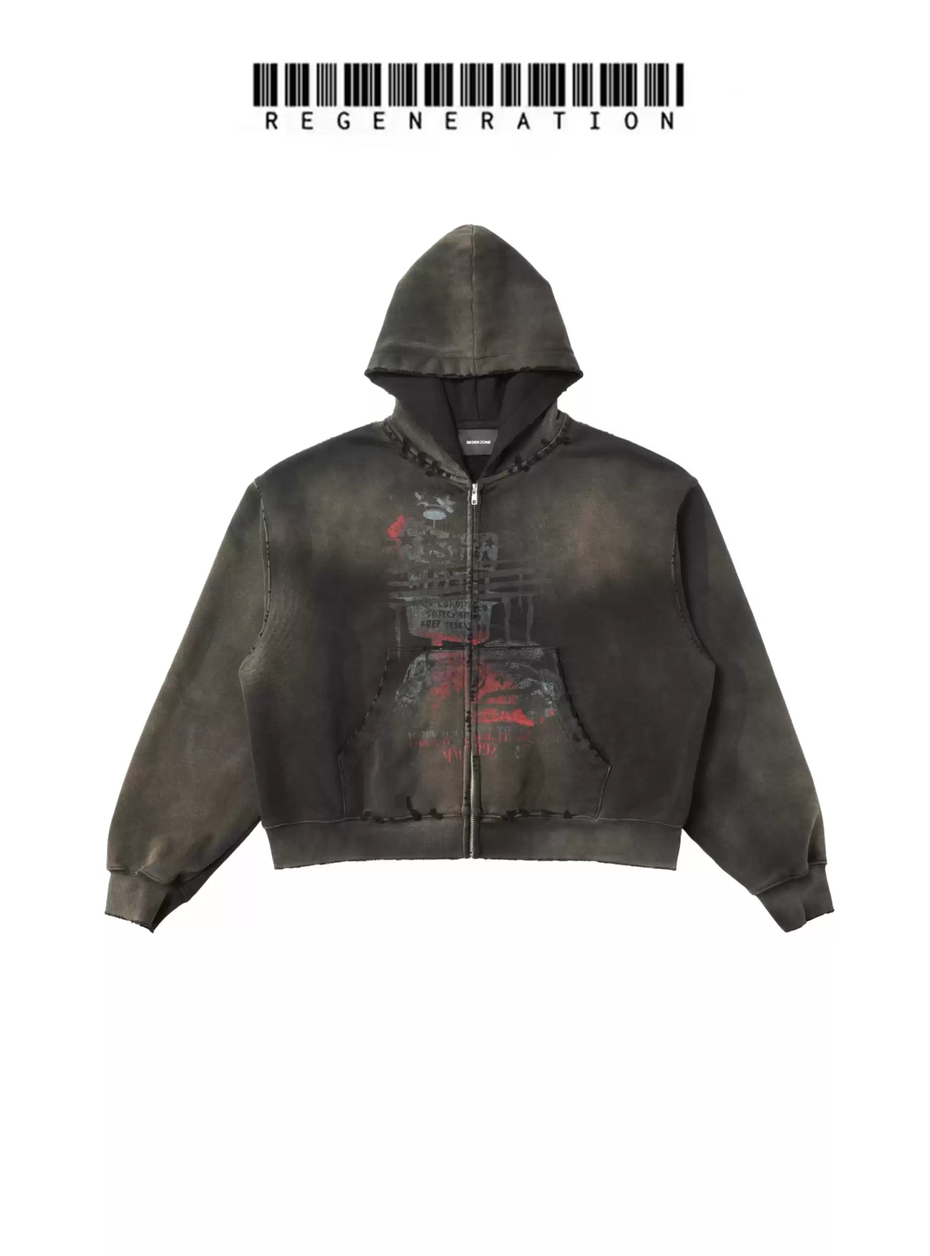 Distressed Hem Washed Sweatshirt