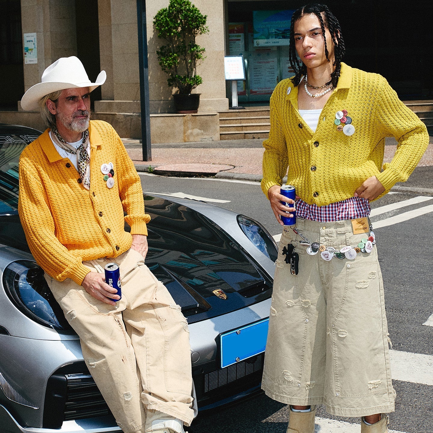 STEEPC Lazy Soft Knitted Cardigan Button Badge Sweater