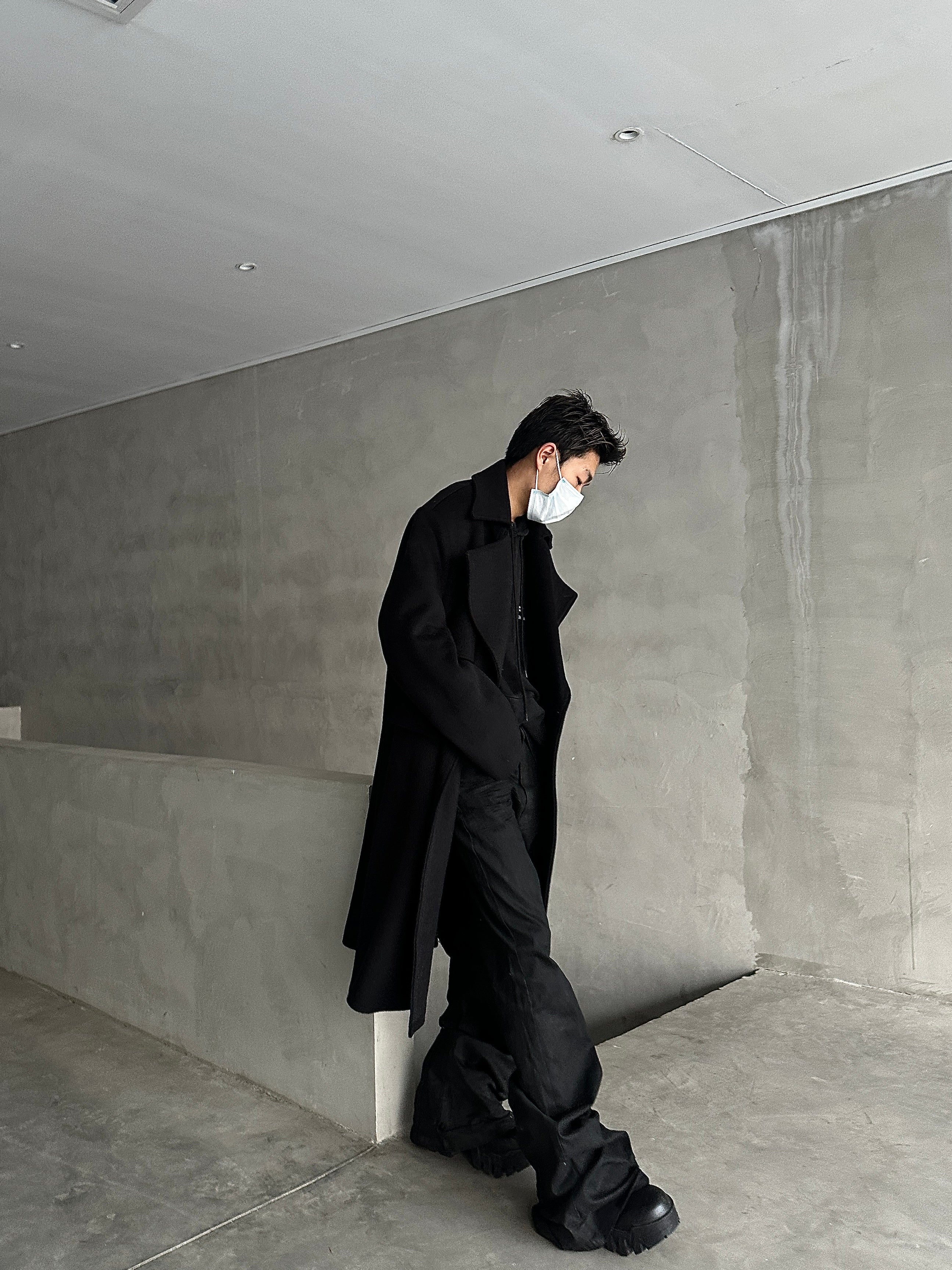 Heavyweight Wool Profile Oversized Notched Lapel Padded Shoulder Back Slit Long Thickened Woolen Coat