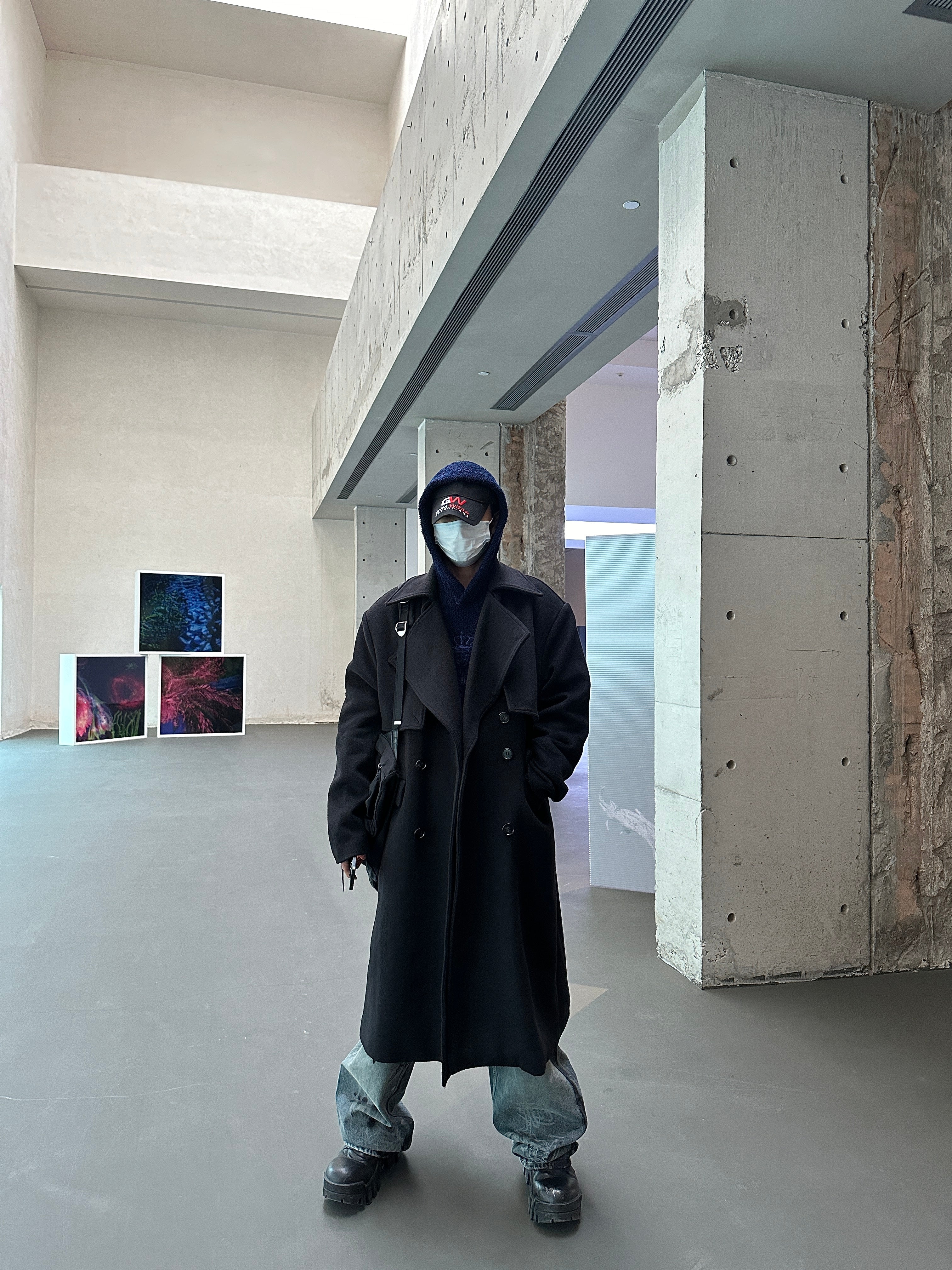 Heavyweight Wool Profile Oversized Notched Lapel Padded Shoulder Back Slit Long Thickened Woolen Coat