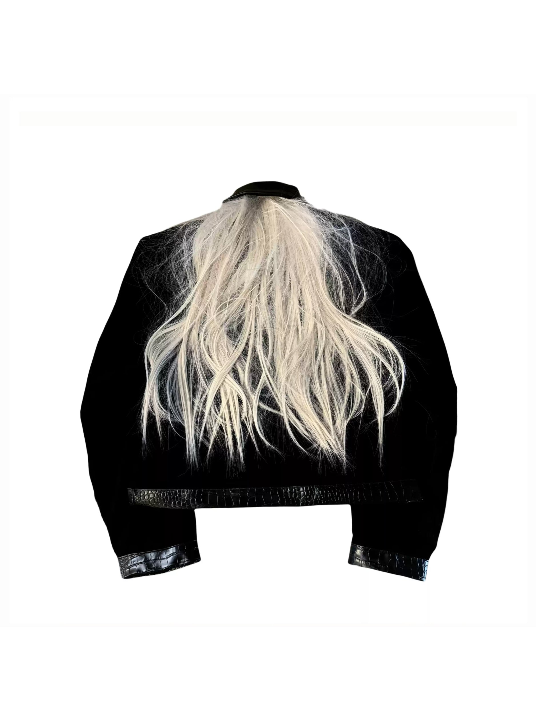 ANONYM 25SS "BEDLAM" Forbidden Book Crocodile Texture Velvet Denim Jacket - BEDLAM MURAL JKT