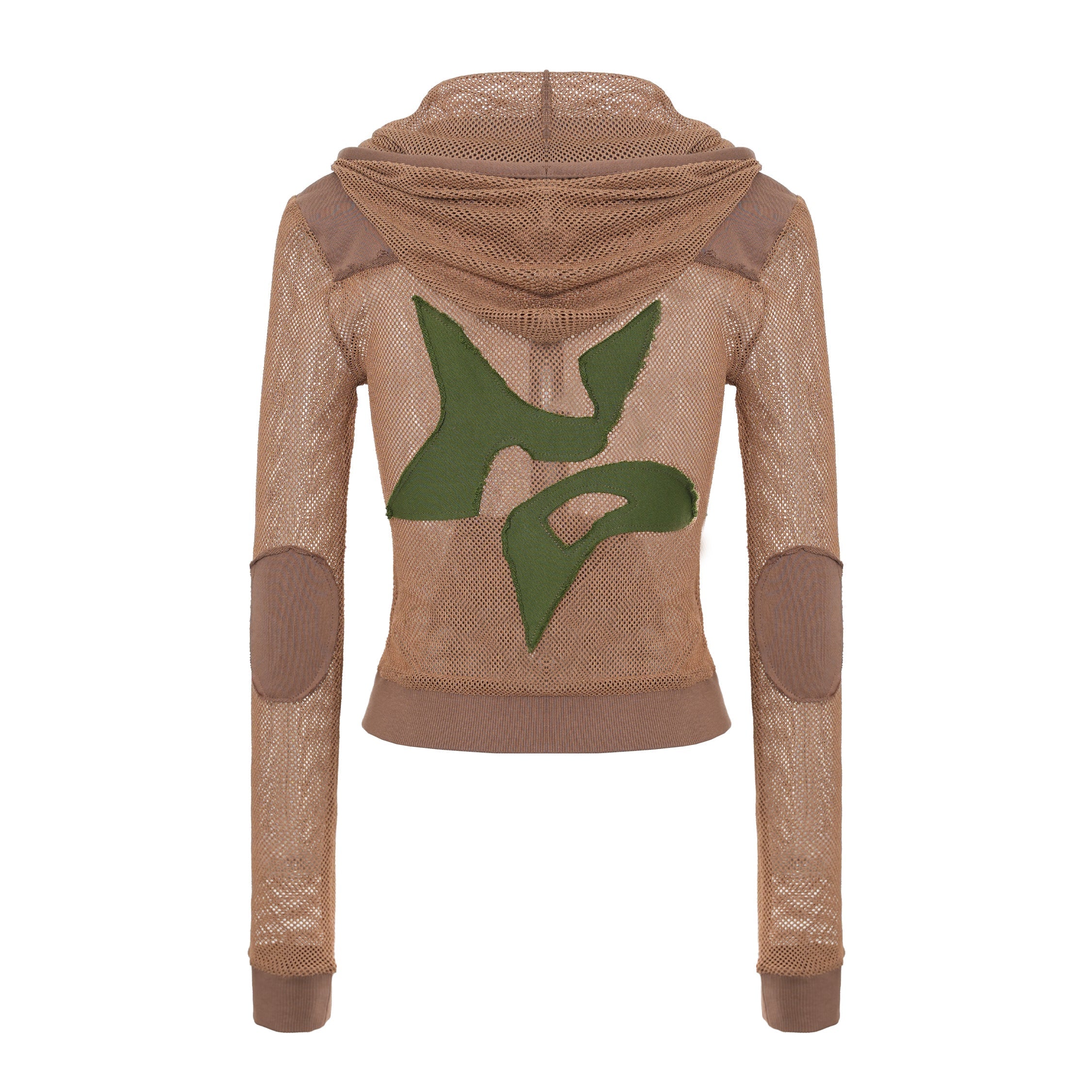 Star Patch Logo Mesh Sweatshirt Brown Jacket