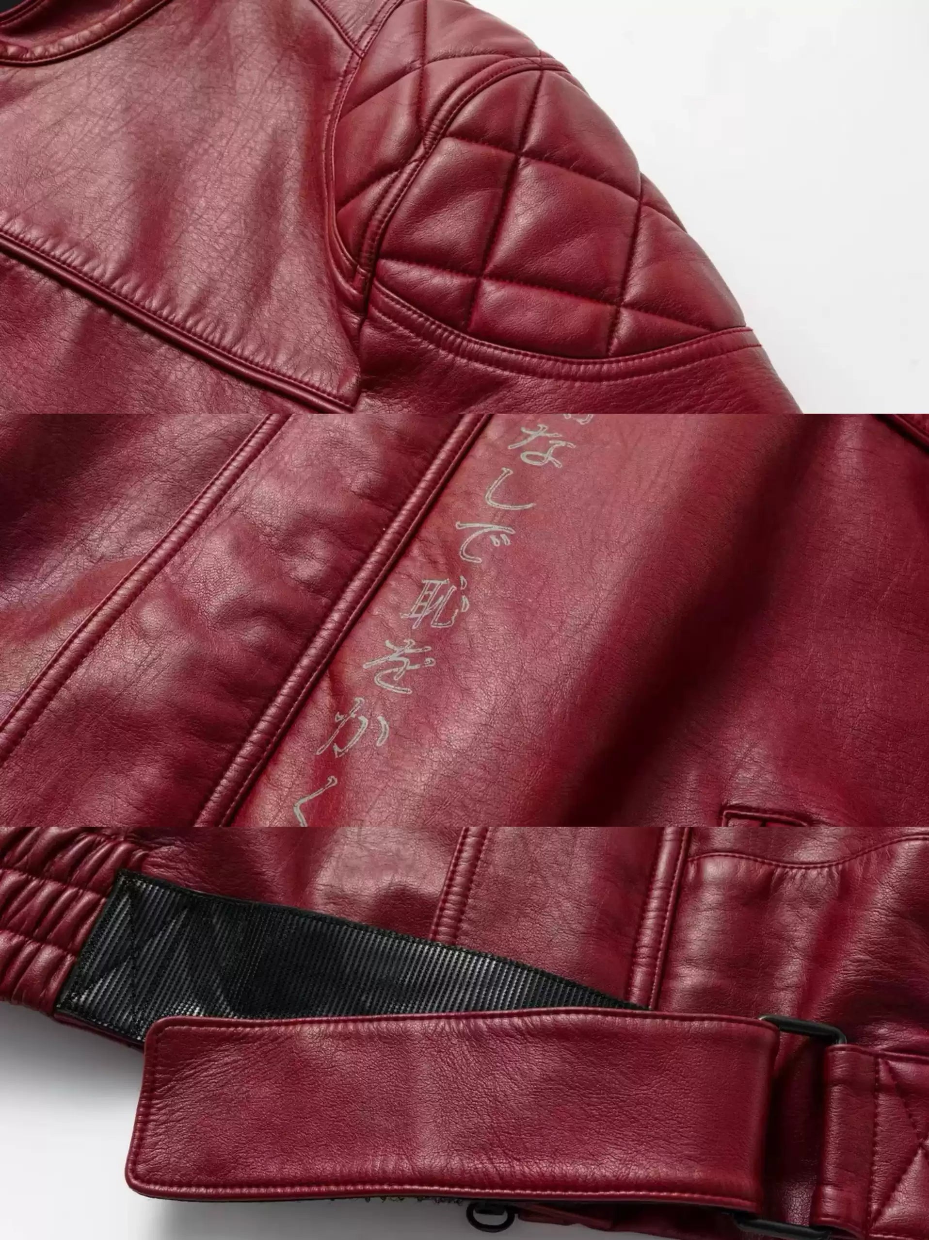 Wine-red Leather Motorcycle Jacket