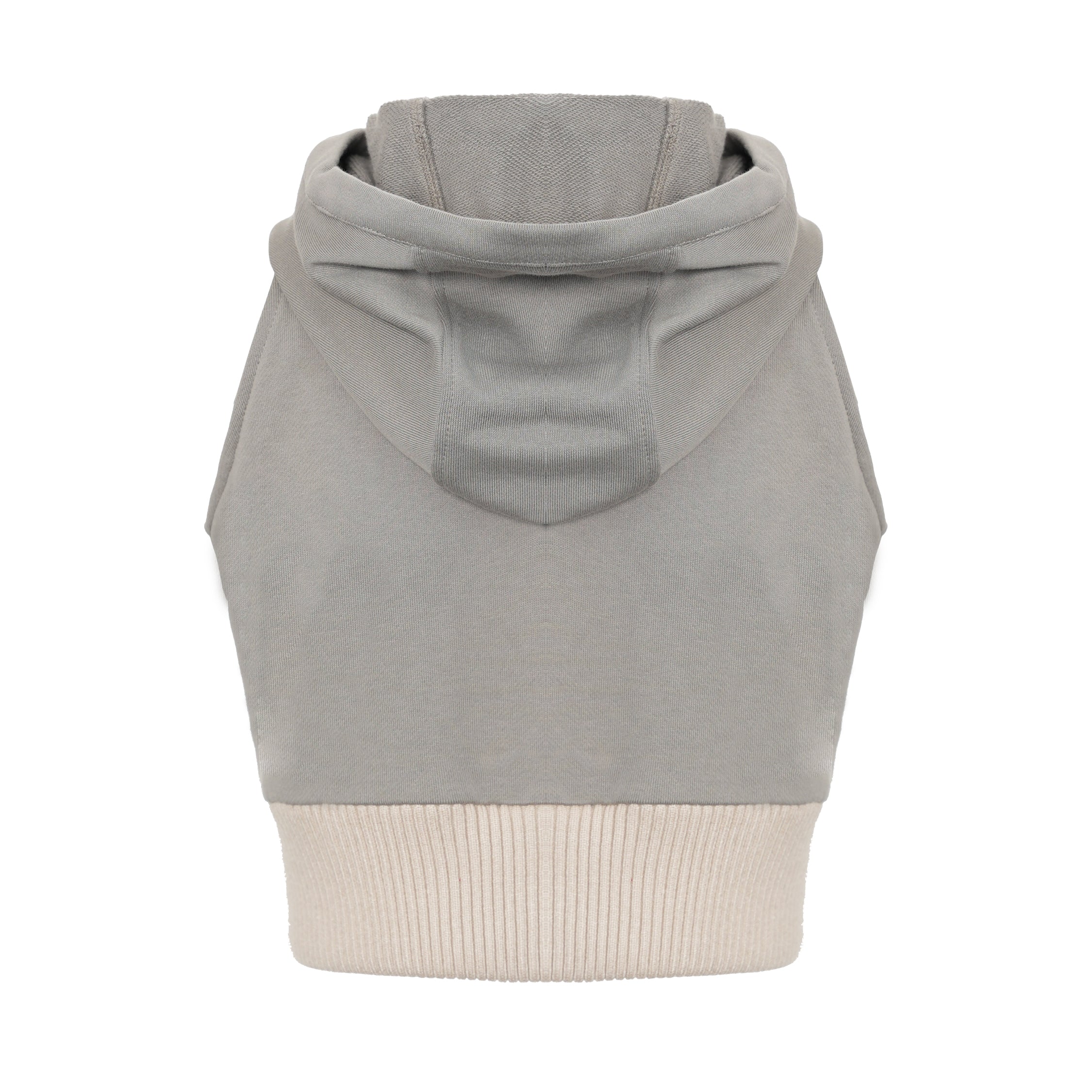 Terry Sports Sleeveless Grey Hooded Short Sweatshirt Jacket
